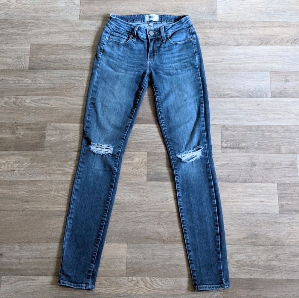 Paige Verdugo Ultra Skinny Distressed Knees Medium Wash Skinny Jean Size 25